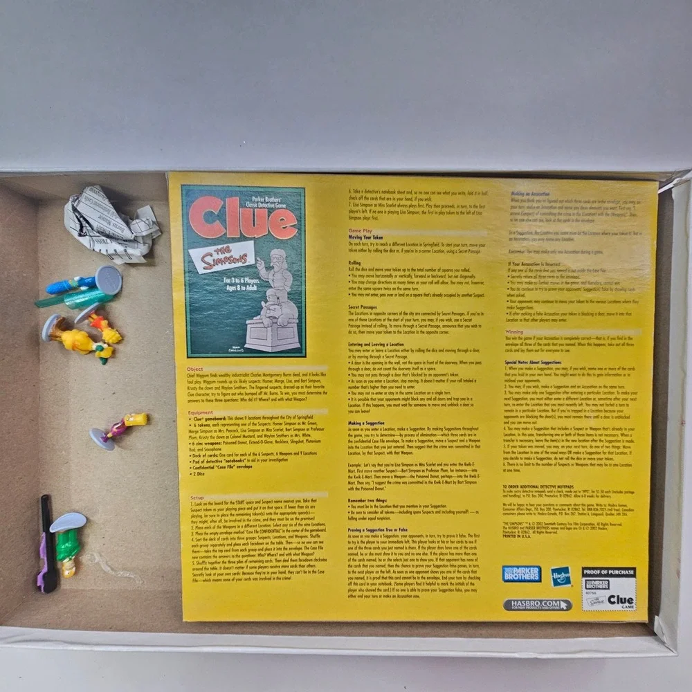 Parker Brothers Clue The Simpsons Kids OS Multi-color 2nd Edition Board Game